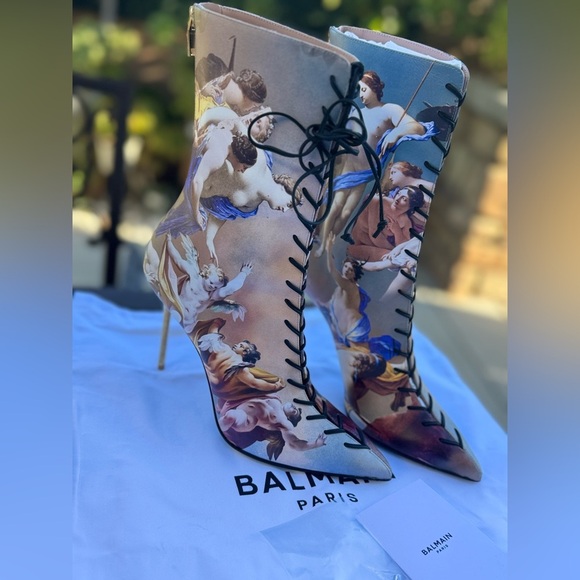 Balmain Multicolor Artistic Print Heeled Uria Boots - Picture 11 of 16